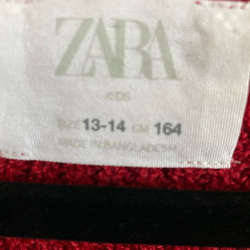 Zara Kids Blazer Cardigan Red w/ White Stripes V-neck Buttons Size 13-14/164 - Picture 4 of 5